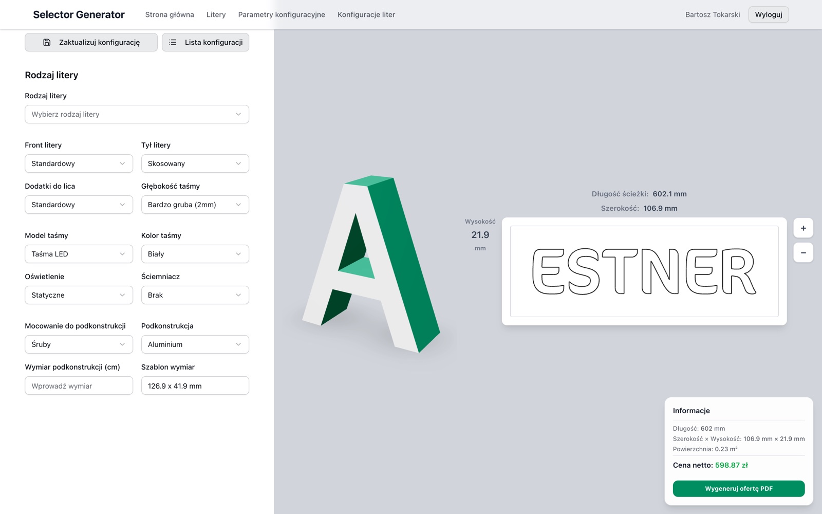 Selector App — aplikacja webowa do konfiguracji ofert z modelem 3D